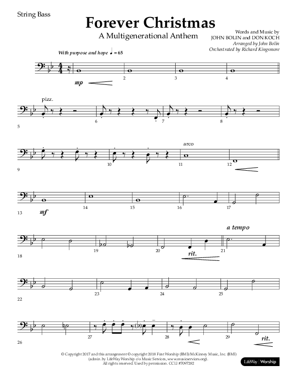 Forever Christmas (Choral Anthem SATB) String Bass (Lifeway Choral / Arr. John Bolin)