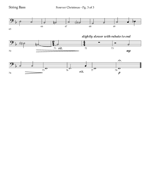 Forever Christmas (Choral Anthem SATB) String Bass (Lifeway Choral / Arr. John Bolin)