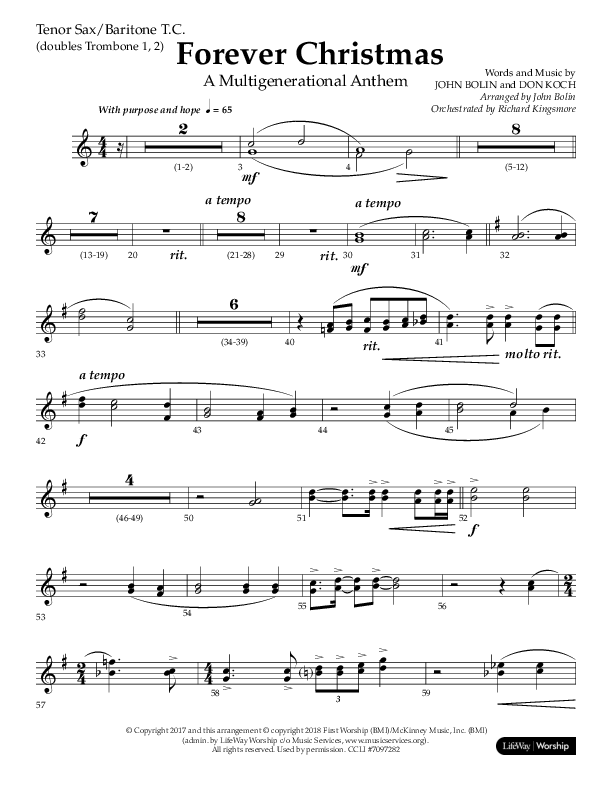 Forever Christmas (Choral Anthem SATB) Tenor Sax/Baritone T.C. (Lifeway Choral / Arr. John Bolin)