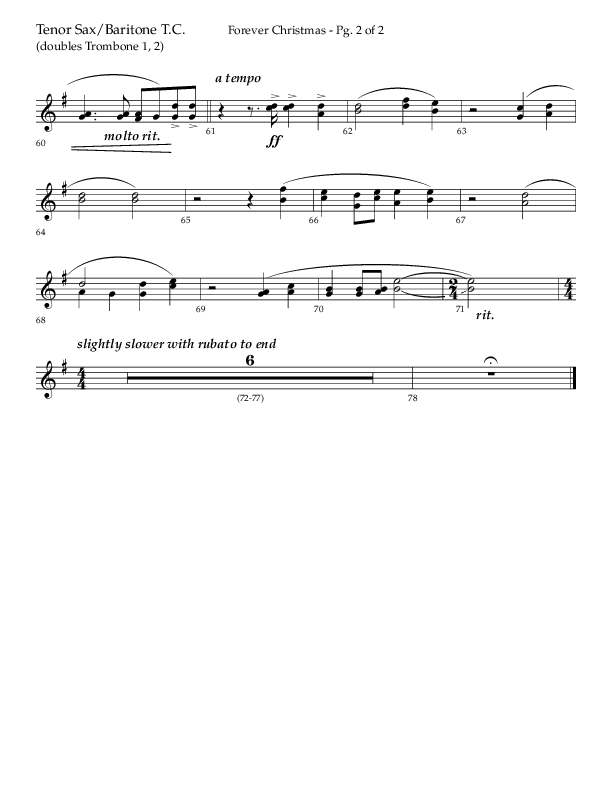 Forever Christmas (Choral Anthem SATB) Tenor Sax/Baritone T.C. (Lifeway Choral / Arr. John Bolin)