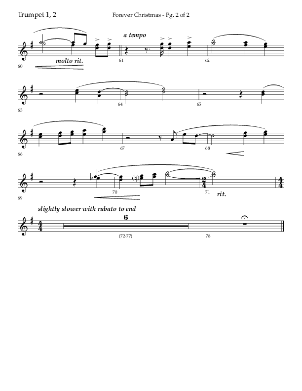 Forever Christmas (Choral Anthem SATB) Trumpet 1,2 (Lifeway Choral / Arr. John Bolin)