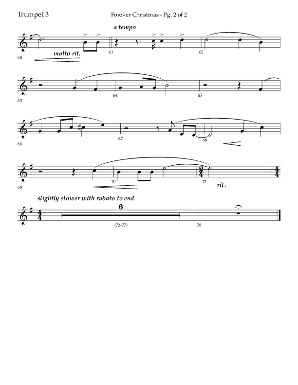 Forever Christmas (Choral Anthem SATB) Trumpet 3 (Lifeway Choral / Arr. John Bolin)