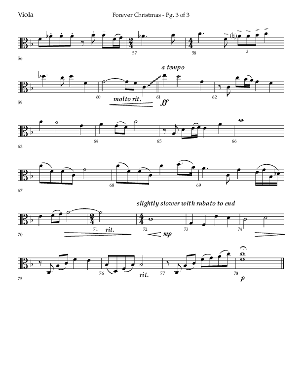 Forever Christmas (Choral Anthem SATB) Viola (Lifeway Choral / Arr. John Bolin)