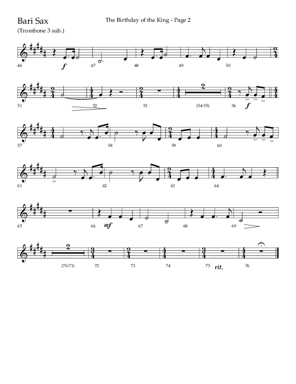 The Birthday Of The King (Choral Anthem SATB) Bari Sax (Lifeway Choral / Arr. Russell Mauldin)