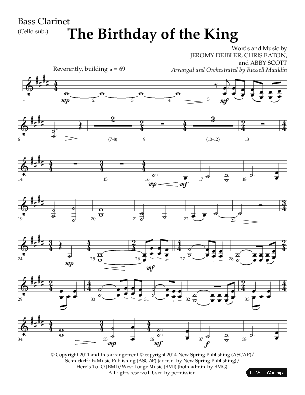 The Birthday Of The King (Choral Anthem SATB) Bass Clarinet (Lifeway Choral / Arr. Russell Mauldin)