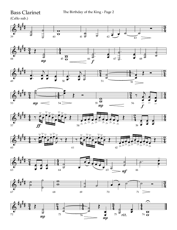 The Birthday Of The King (Choral Anthem SATB) Bass Clarinet (Lifeway Choral / Arr. Russell Mauldin)