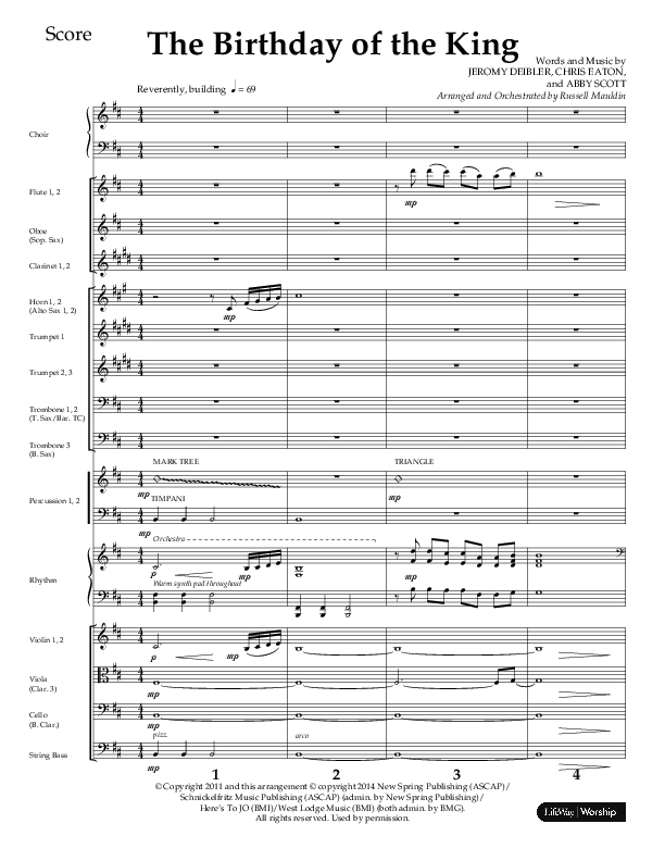 The Birthday Of The King (Choral Anthem SATB) Orchestration (Lifeway Choral / Arr. Russell Mauldin)
