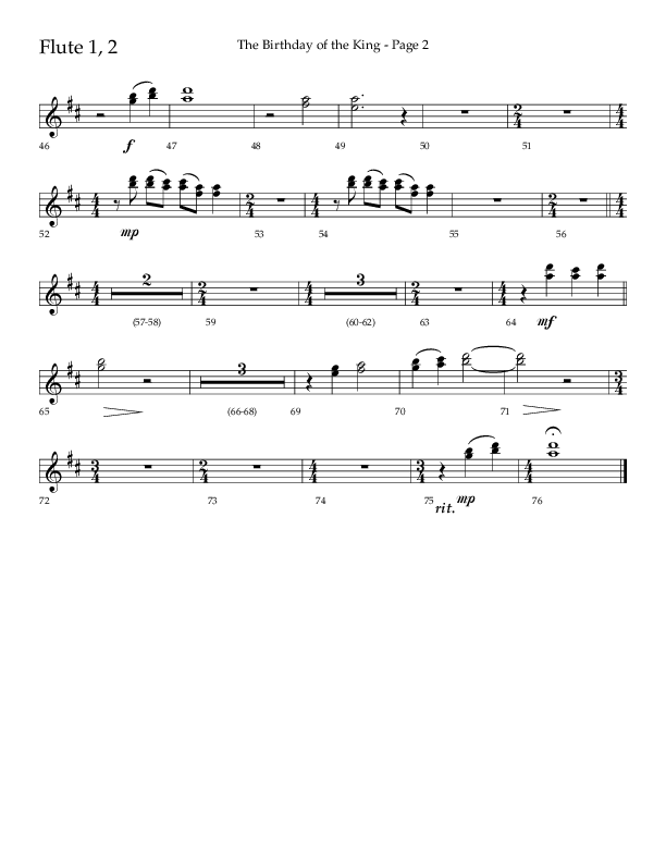 The Birthday Of The King (Choral Anthem SATB) Flute 1/2 (Lifeway Choral / Arr. Russell Mauldin)