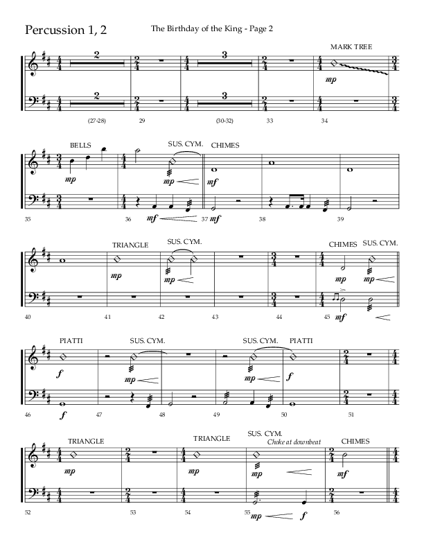 The Birthday Of The King (Choral Anthem SATB) Percussion 1/2 (Lifeway Choral / Arr. Russell Mauldin)