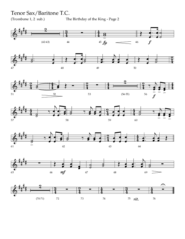 The Birthday Of The King (Choral Anthem SATB) Tenor Sax/Baritone T.C. (Lifeway Choral / Arr. Russell Mauldin)