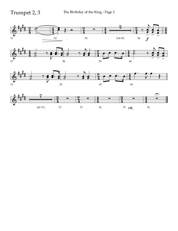 The Birthday Of The King (Choral Anthem SATB) Trumpet 2/3 (Lifeway Choral / Arr. Russell Mauldin)