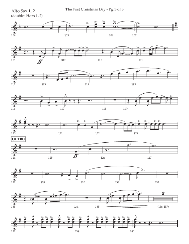 The First Christmas Day (with Joy To The World) (Choral Anthem SATB) Alto Sax 1/2 (Lifeway Choral / Arr. John Bolin)