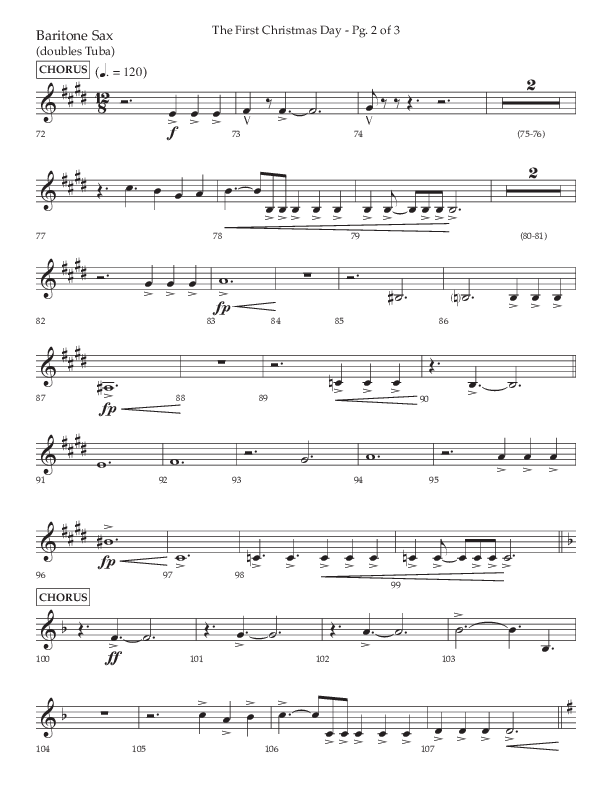 The First Christmas Day (with Joy To The World) (Choral Anthem SATB) Bari Sax (Lifeway Choral / Arr. John Bolin)