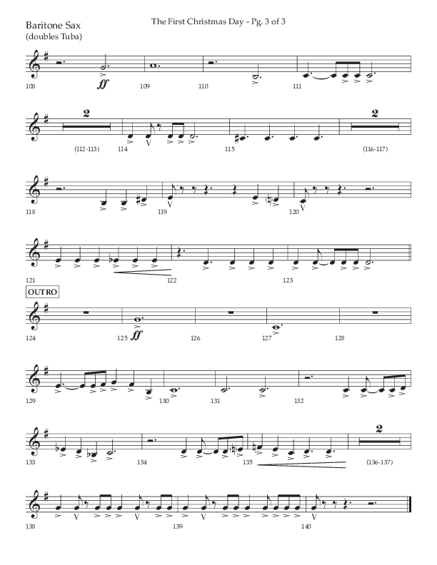 The First Christmas Day (with Joy To The World) (Choral Anthem SATB) Bari Sax (Lifeway Choral / Arr. John Bolin)