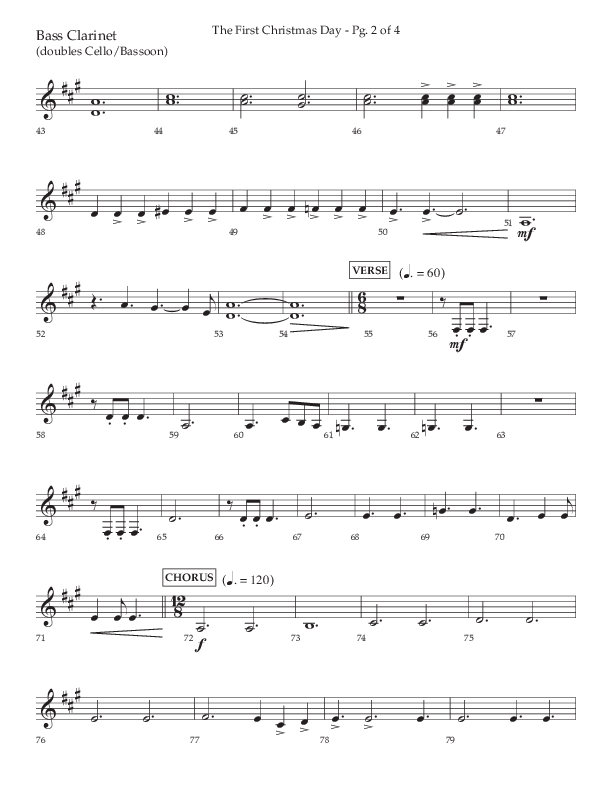 The First Christmas Day (with Joy To The World) (Choral Anthem SATB) Bass Clarinet (Lifeway Choral / Arr. John Bolin)