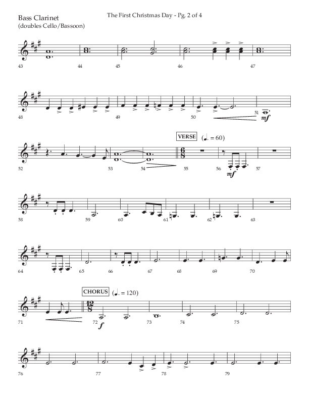 The First Christmas Day (with Joy To The World) (Choral Anthem SATB) Bass Clarinet (Lifeway Choral / Arr. John Bolin)