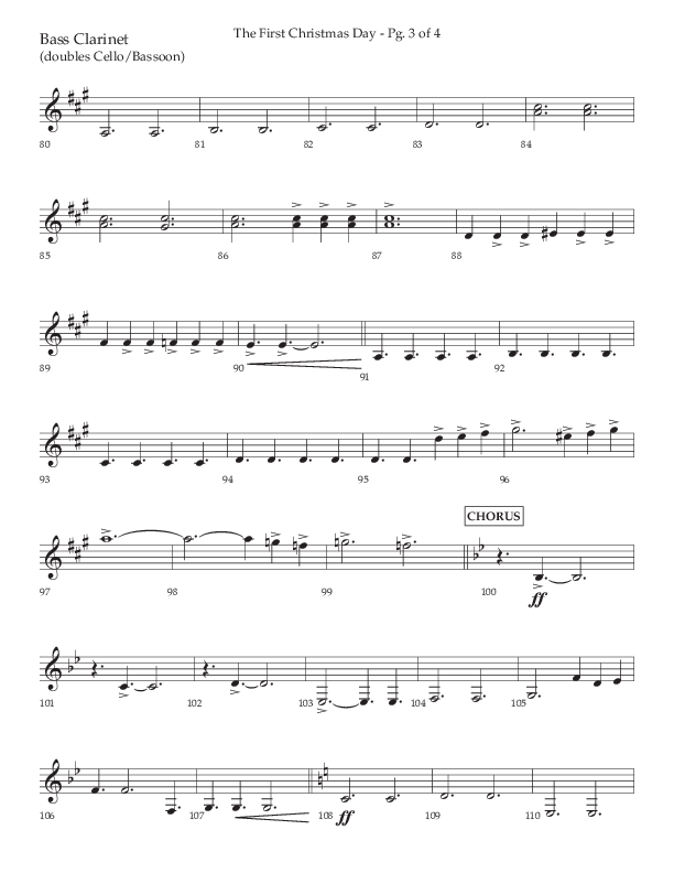 The First Christmas Day (with Joy To The World) (Choral Anthem SATB) Bass Clarinet (Lifeway Choral / Arr. John Bolin)