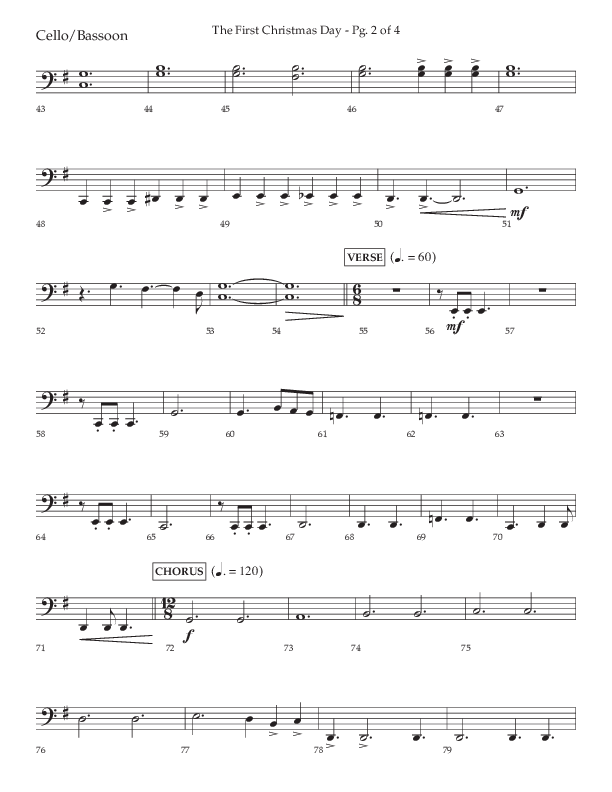 The First Christmas Day (with Joy To The World) (Choral Anthem SATB) Cello (Lifeway Choral / Arr. John Bolin)