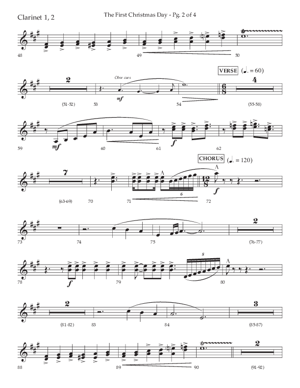 The First Christmas Day (with Joy To The World) (Choral Anthem SATB) Clarinet 1/2 (Lifeway Choral / Arr. John Bolin)
