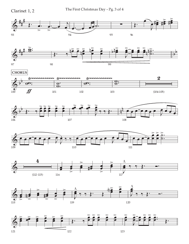 The First Christmas Day (with Joy To The World) (Choral Anthem SATB) Clarinet 1/2 (Lifeway Choral / Arr. John Bolin)