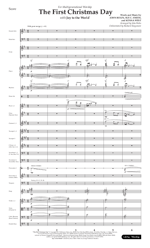 The First Christmas Day (with Joy To The World) (Choral Anthem SATB) Conductor's Score (Lifeway Choral / Arr. John Bolin)