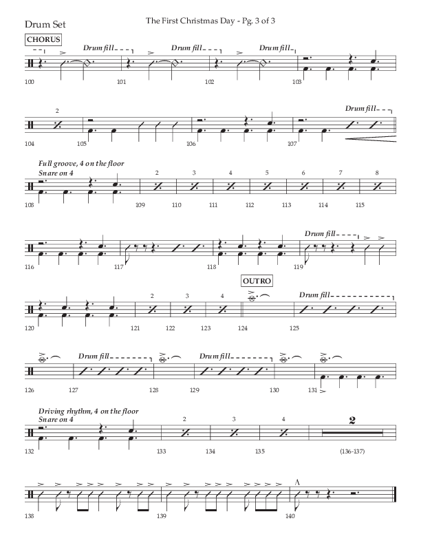 The First Christmas Day (with Joy To The World) (Choral Anthem SATB) Drum Set (Lifeway Choral / Arr. John Bolin)