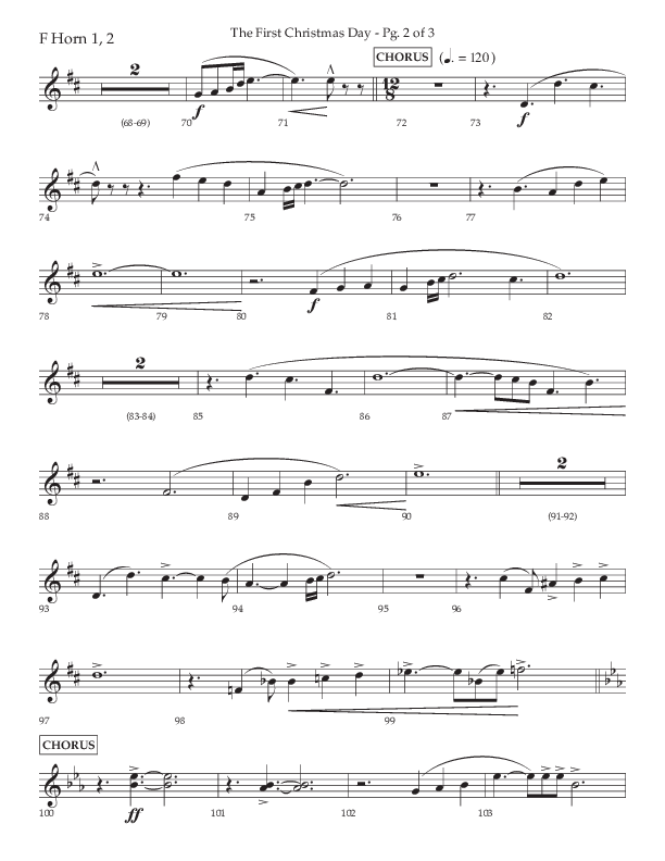 The First Christmas Day (with Joy To The World) (Choral Anthem SATB) French Horn 1/2 (Lifeway Choral / Arr. John Bolin)