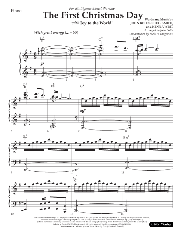 The First Christmas Day (with Joy To The World) (Choral Anthem SATB) Lead Melody & Rhythm (Lifeway Choral / Arr. John Bolin)