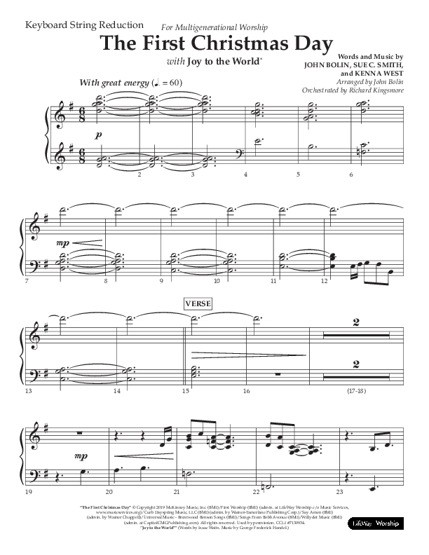 The First Christmas Day (with Joy To The World) (Choral Anthem SATB) String Reduction (Lifeway Choral / Arr. John Bolin)