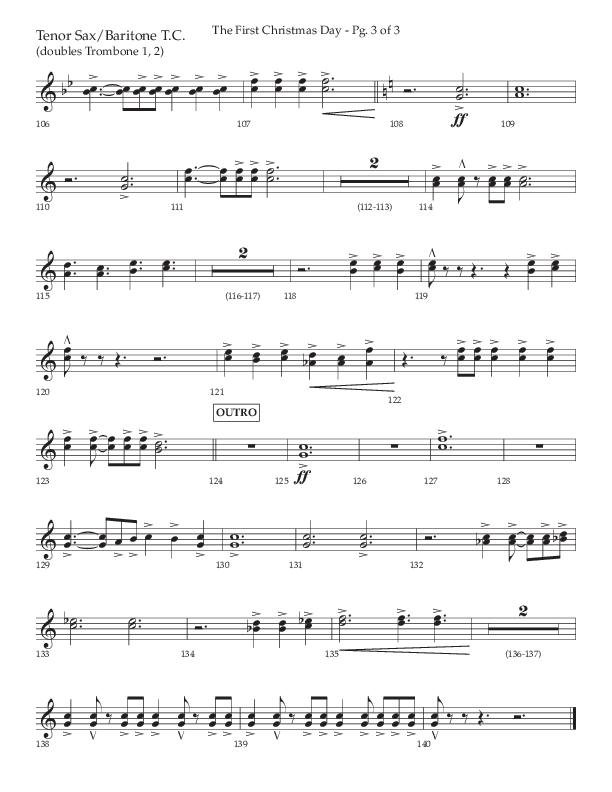 The First Christmas Day (with Joy To The World) (Choral Anthem SATB) Tenor Sax/Baritone T.C. (Lifeway Choral / Arr. John Bolin)