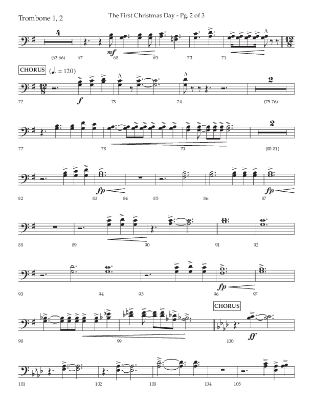 The First Christmas Day (with Joy To The World) (Choral Anthem SATB) Trombone 1/2 (Lifeway Choral / Arr. John Bolin)