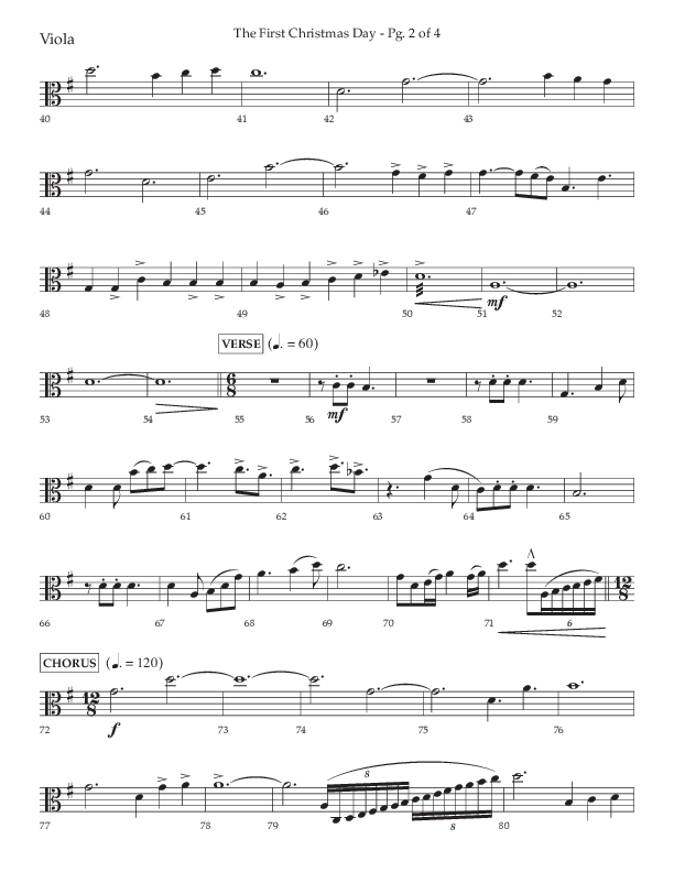 The First Christmas Day (with Joy To The World) (Choral Anthem SATB) Viola (Lifeway Choral / Arr. John Bolin)