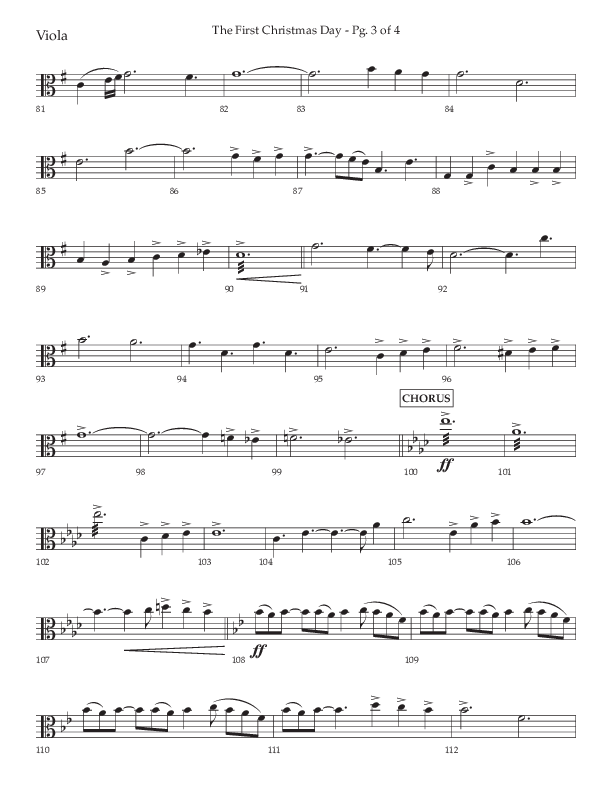 The First Christmas Day (with Joy To The World) (Choral Anthem SATB) Viola (Lifeway Choral / Arr. John Bolin)