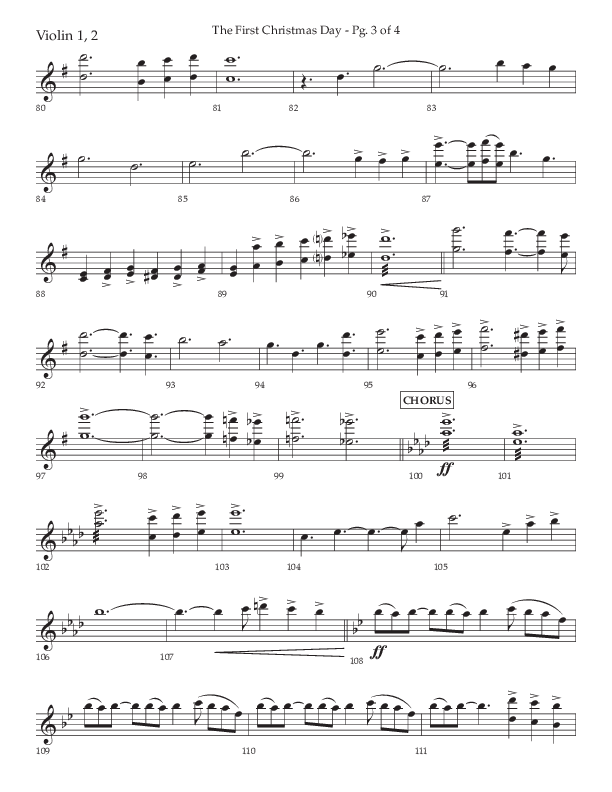 The First Christmas Day (with Joy To The World) (Choral Anthem SATB) Violin 1/2 (Lifeway Choral / Arr. John Bolin)