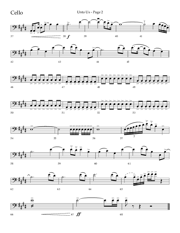 Unto Us (Choral Anthem SATB) Cello (Lifeway Choral / Arr. Joshua Spacht)