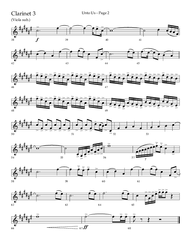 Unto Us (Choral Anthem SATB) Clarinet 3 (Lifeway Choral / Arr. Joshua Spacht)