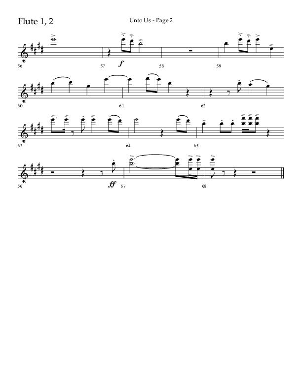 Unto Us (Choral Anthem SATB) Flute 1/2 (Lifeway Choral / Arr. Joshua Spacht)