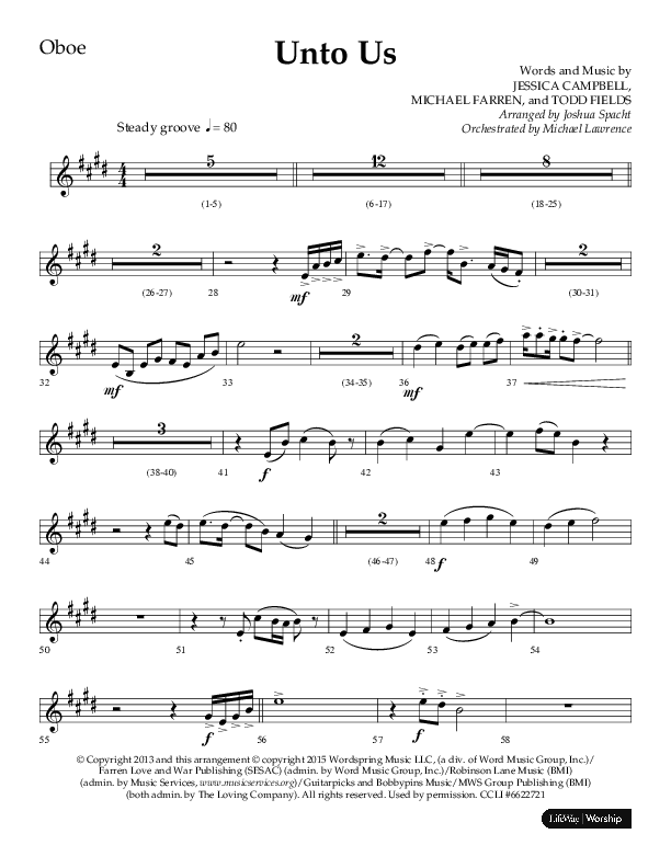 Unto Us (Choral Anthem SATB) Oboe (Lifeway Choral / Arr. Joshua Spacht)