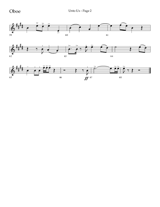 Unto Us (Choral Anthem SATB) Oboe (Lifeway Choral / Arr. Joshua Spacht)