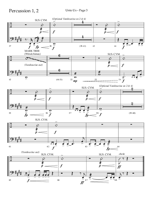 Unto Us (Choral Anthem SATB) Percussion 1/2 (Lifeway Choral / Arr. Joshua Spacht)
