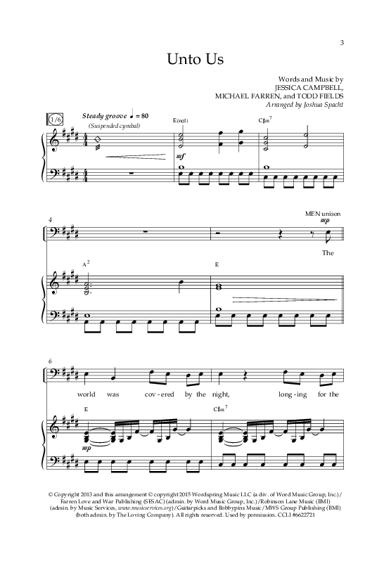 Unto Us (Choral Anthem SATB) Anthem (SATB/Piano) (Lifeway Choral / Arr. Joshua Spacht)