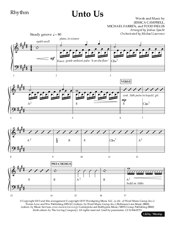 Unto Us (Choral Anthem SATB) Lead Melody & Rhythm (Lifeway Choral / Arr. Joshua Spacht)