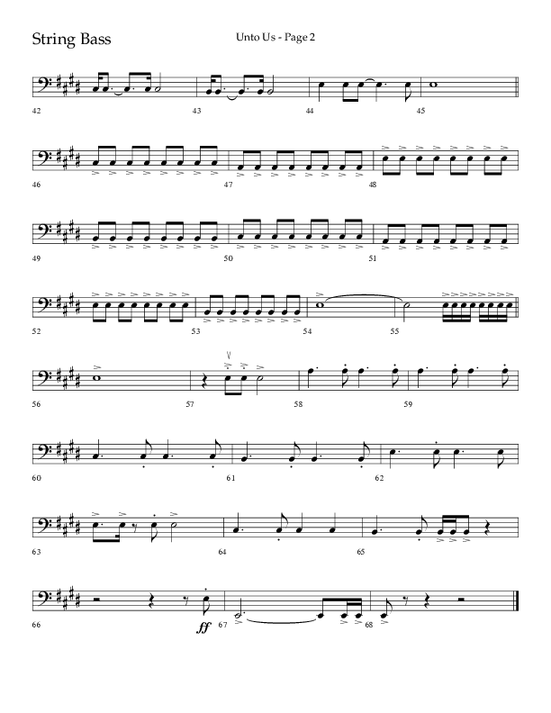 Unto Us (Choral Anthem SATB) String Bass (Lifeway Choral / Arr. Joshua Spacht)
