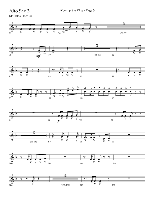 Worship The King (Choral Anthem SATB) Alto Sax (Lifeway Choral / Arr. David Clydesdale)