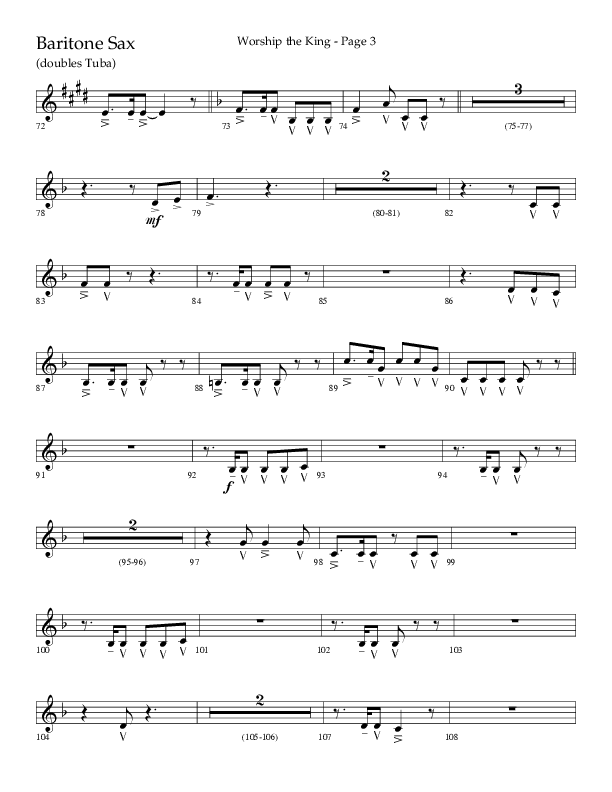 Worship The King (Choral Anthem SATB) Bari Sax (Lifeway Choral / Arr. David Clydesdale)