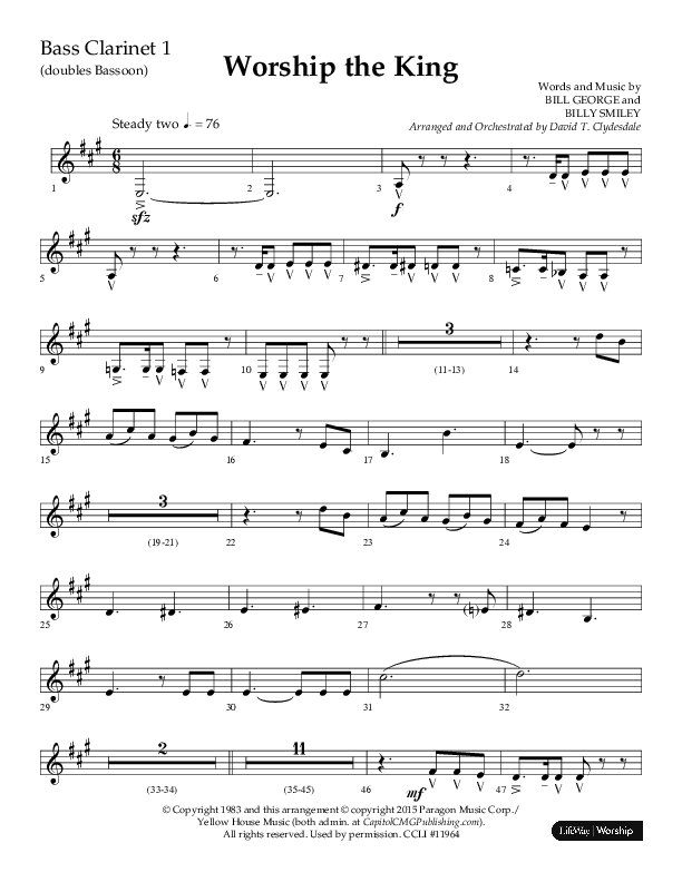 Worship The King (Choral Anthem SATB) Bass Clarinet (Lifeway Choral / Arr. David Clydesdale)