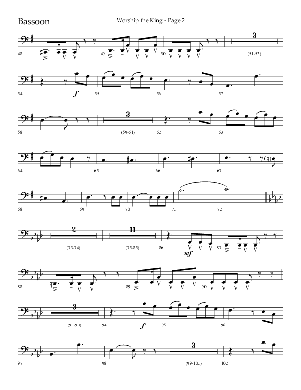 Worship The King (Choral Anthem SATB) Bassoon (Lifeway Choral / Arr. David Clydesdale)