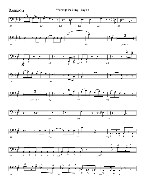 Worship The King (Choral Anthem SATB) Bassoon (Lifeway Choral / Arr. David Clydesdale)