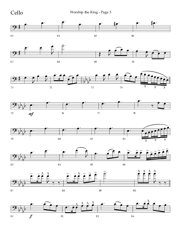 Worship The King (Choral Anthem SATB) Cello (Lifeway Choral / Arr. David Clydesdale)