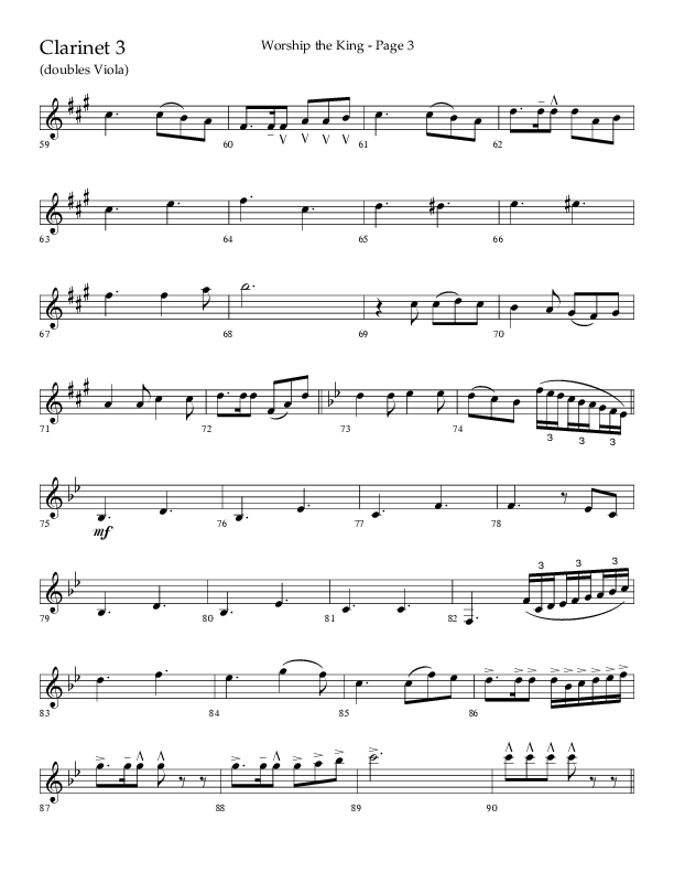 Worship The King (Choral Anthem SATB) Clarinet 3 (Lifeway Choral / Arr. David Clydesdale)